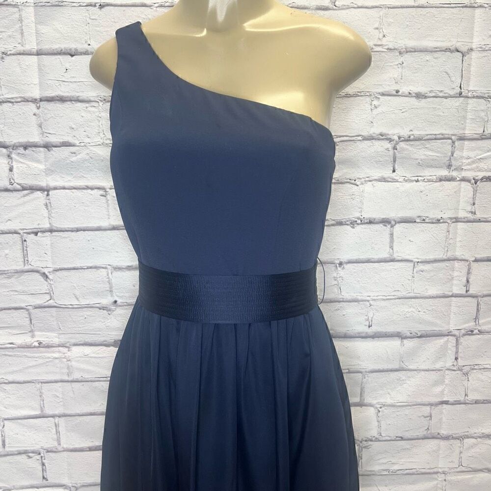 Vera Wang Womens Midnight Blue Sleeveless Lined One Shoulder Maxi Dress Size 4 - Picture 5 of 10